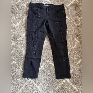 NOBO Black Skinny Jeans with Distressed Detailing